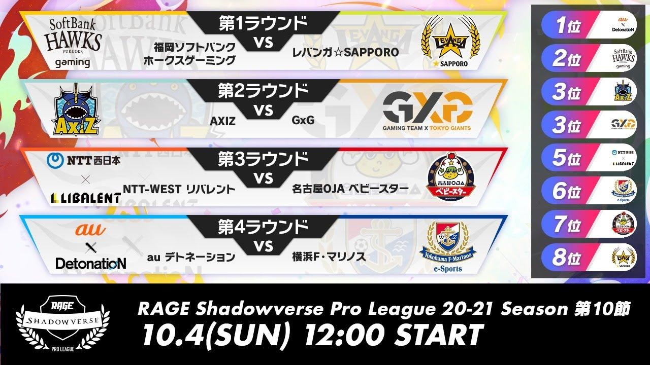 【第10節】RAGE Shadowverse Pro League 20-21シーズン