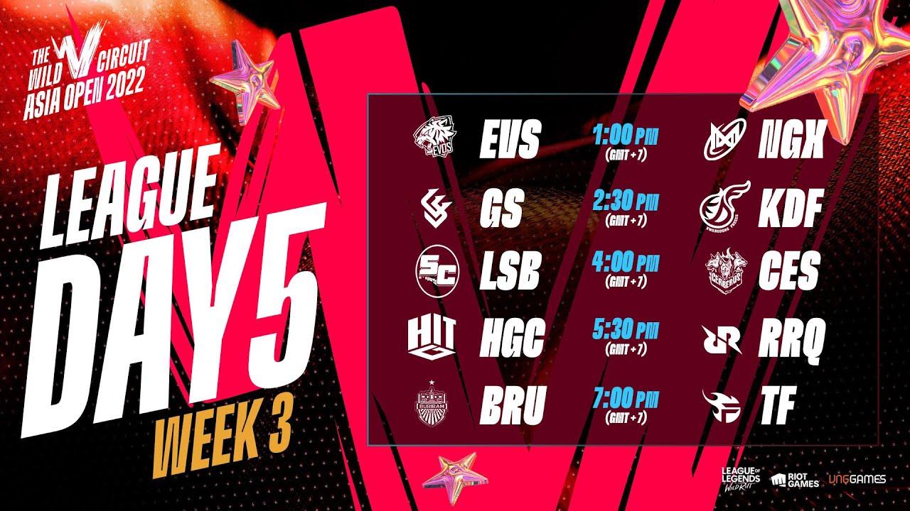 [No Commentary] EVS vs NGX | GS vs KDF | LSB vs CES | HGC vs RRQ | BRU vs TF | WCAO 2022 LEAGUE D5W3