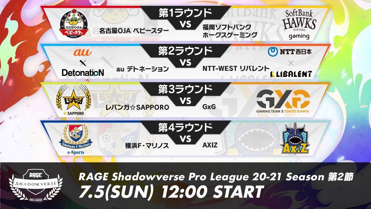 【第2節】RAGE Shadowverse Pro League 20-21シーズン