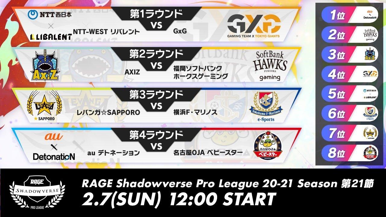 【第21節】RAGE Shadowverse Pro League 20-21シーズン