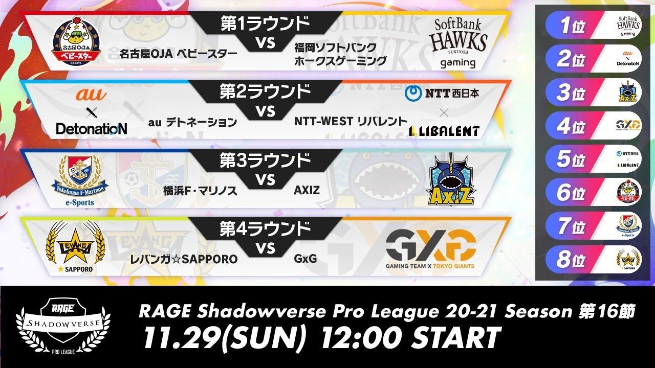 【第16節】RAGE Shadowverse Pro League 20-21シーズン