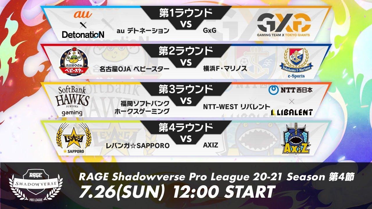 【第4節】RAGE Shadowverse Pro League 20-21シーズン