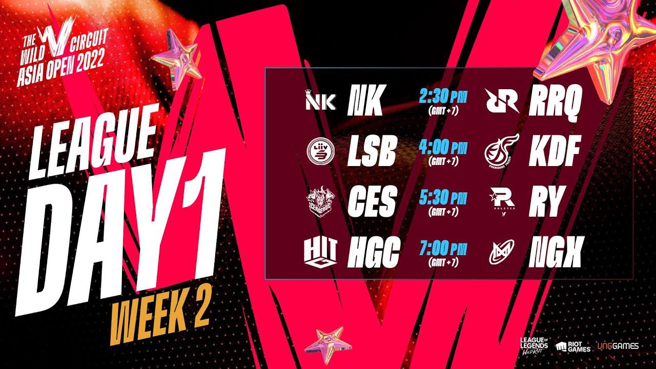 [Vietnamese] NK vs RRQ | LSB vs KDF | CES vs RY | HGC vs NGX | WCAO 2022 LEAGUE STAGE D1W2