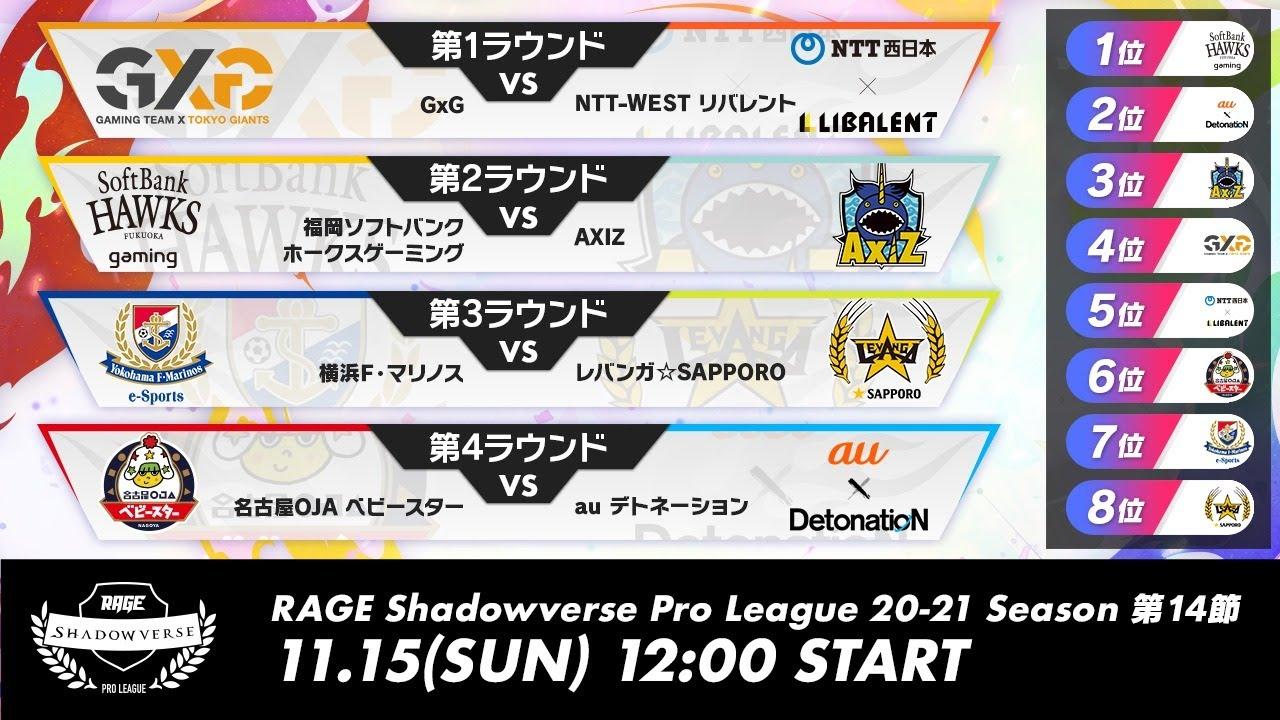 【第14節】RAGE Shadowverse Pro League 20-21シーズン