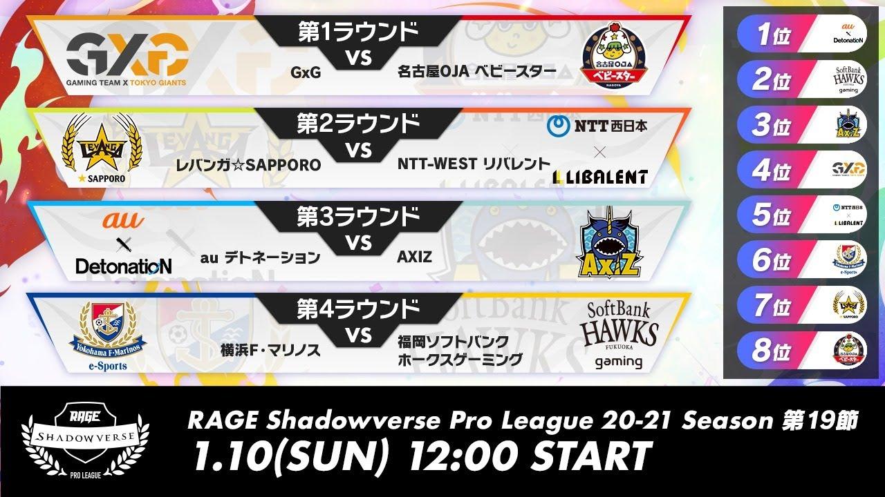 【第19節】RAGE Shadowverse Pro League 20-21シーズン