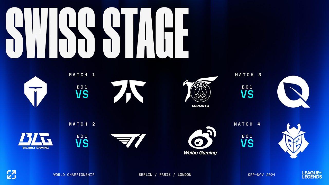 Worlds 2024 | SWISS STAGE DAY 4 | TES vs FNC - BLG vs T1 - PSG vs FLY - WBG vs G2