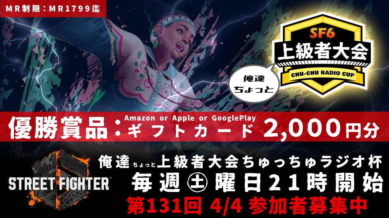 第131回 STREET FIGHTER 6 ちゅっちゅラジオ杯　俺達ちょっと上級者大会