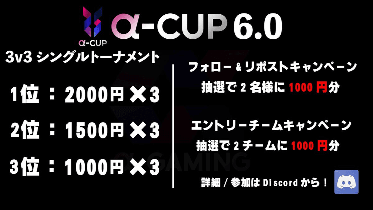 ロケットリーグ 3v3コミュニティ大会 αCUP#6 feature image