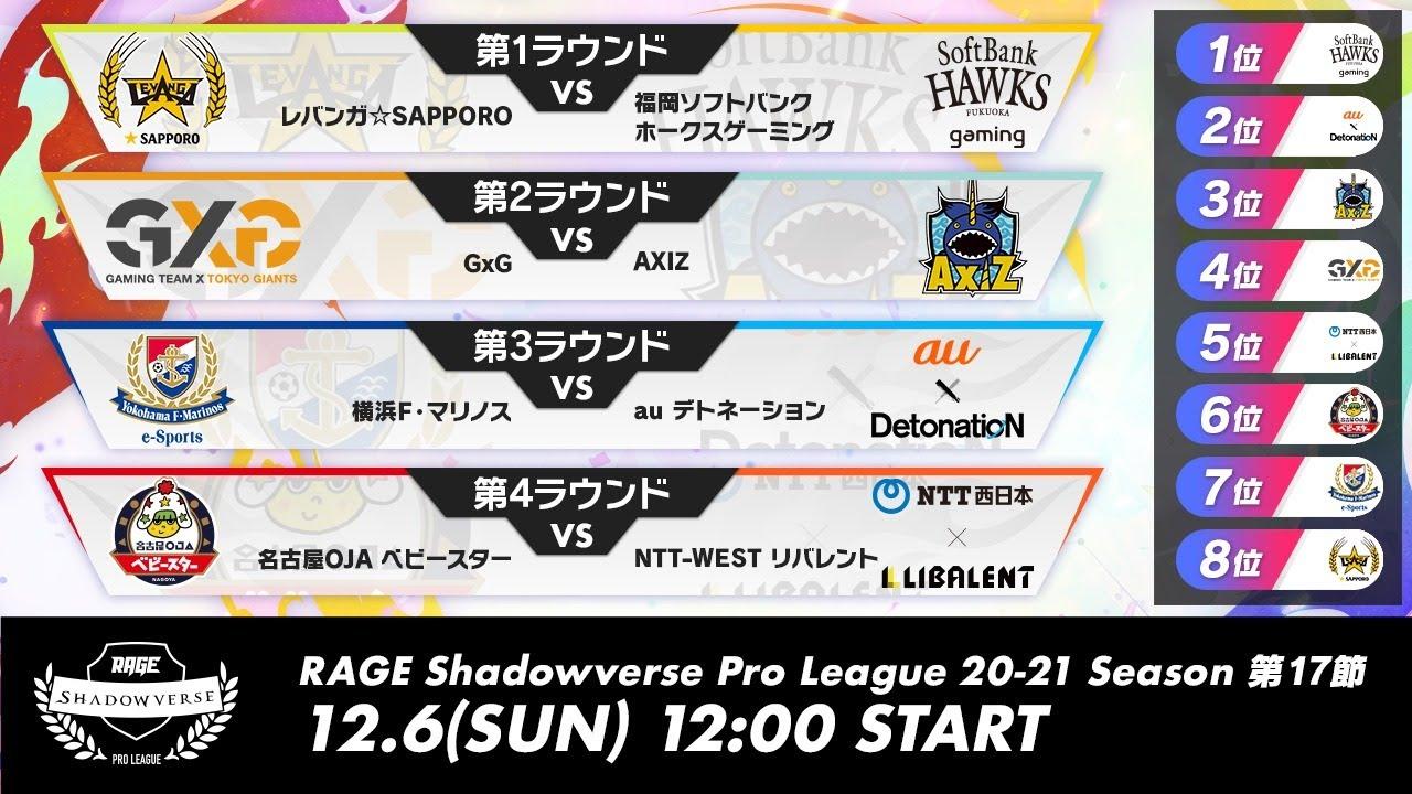 【第17節】RAGE Shadowverse Pro League 20-21シーズン