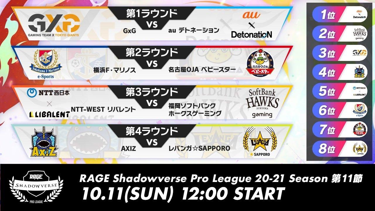 【第11節】RAGE Shadowverse Pro League 20-21シーズン