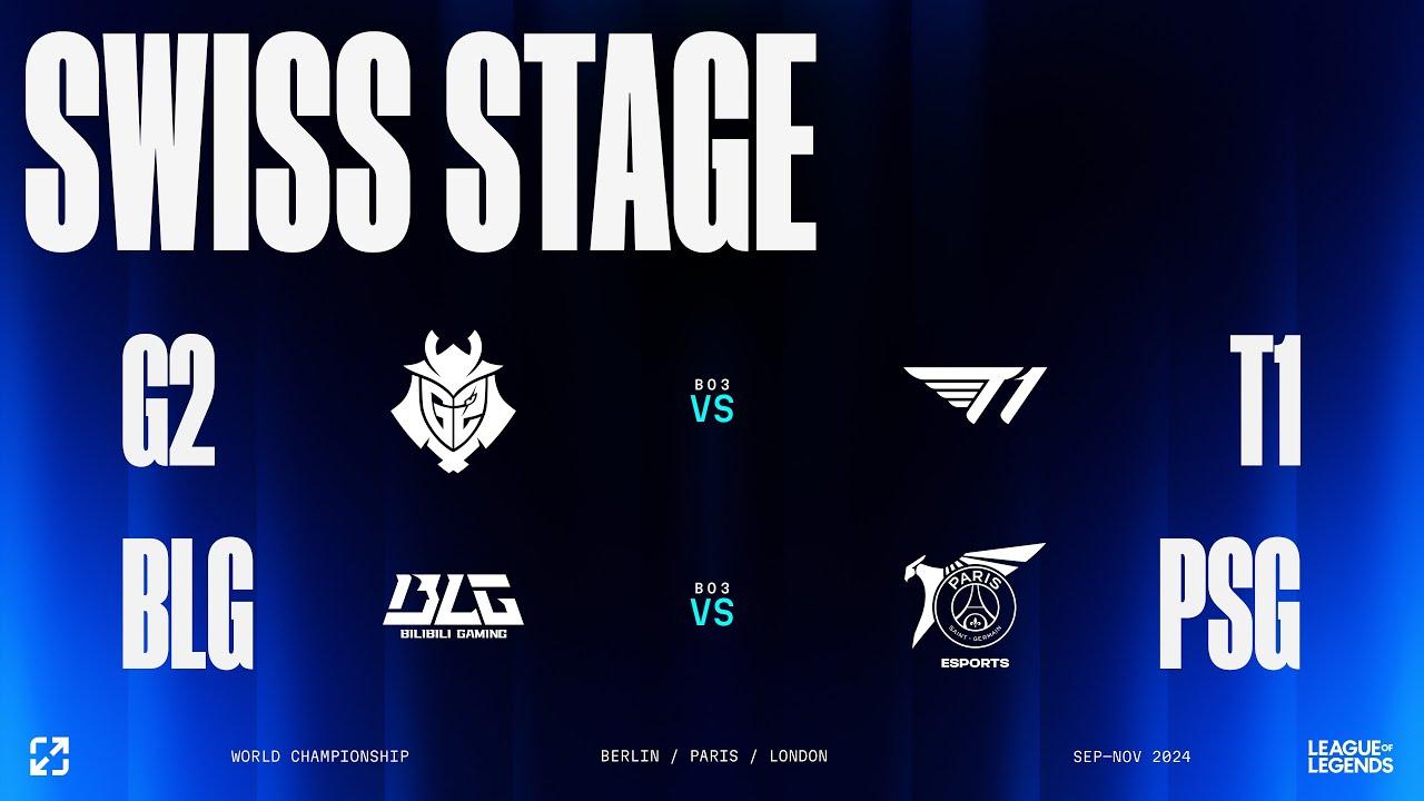 Worlds 2024 | SWISS STAGE DAY 7 | G2 vs T1 - BLG vs PSG