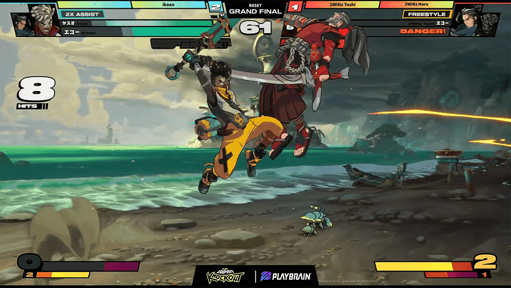 1P側：ikoan選手（ヤスオ、エコー）、2P側：2WINz Toshi選手 / 2WINz Haru選手（ヤスオ、エコー）